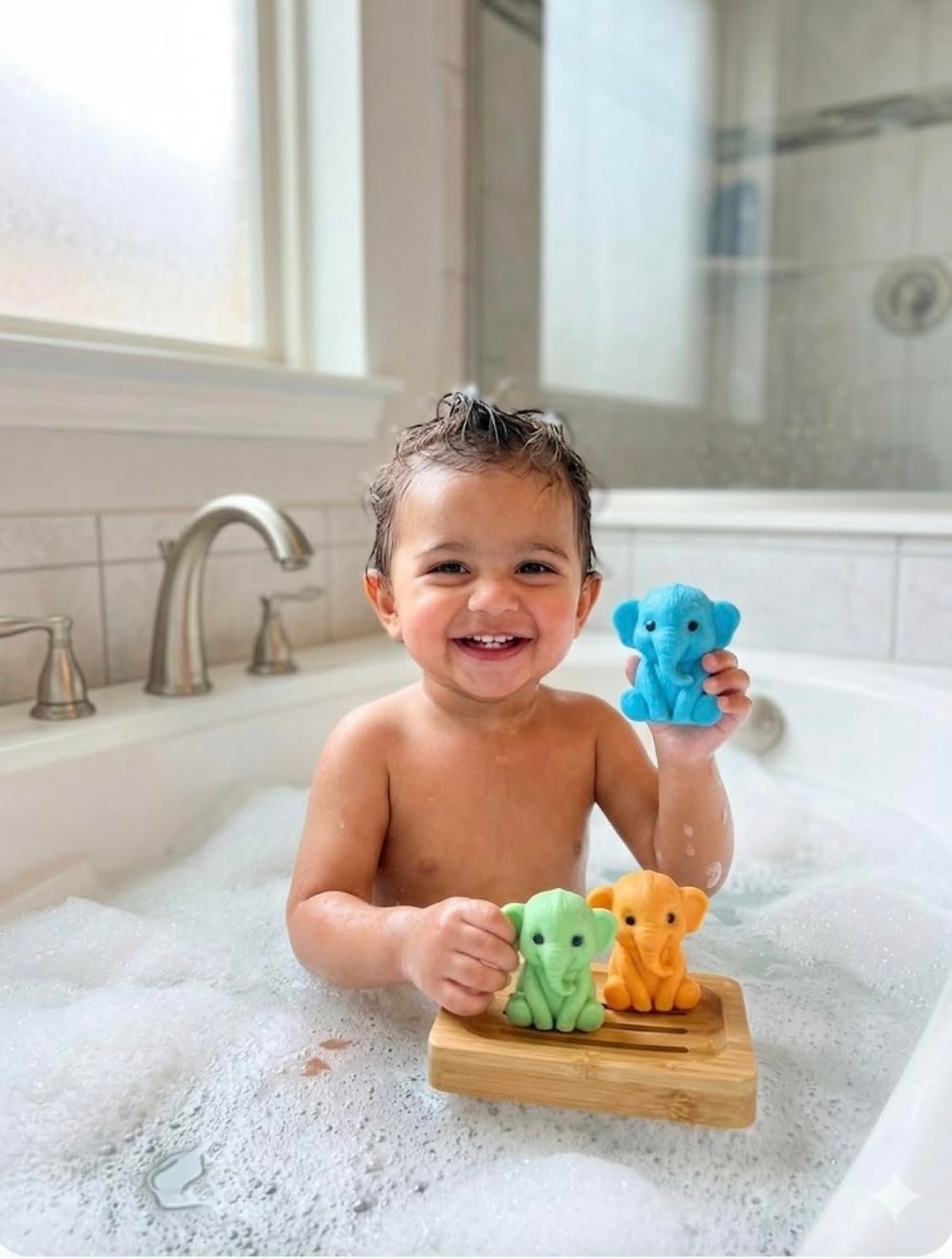 Cute Animal Shape Handmade Soap 60g, Gentle Moisturizing Skin-Friendly Bath Soap for Kids & Babies, Fun Bathing Gift for Birthday Return Gifts, Special Occasions, Pack of 3(SAVON ELEPHANT) - Image 2