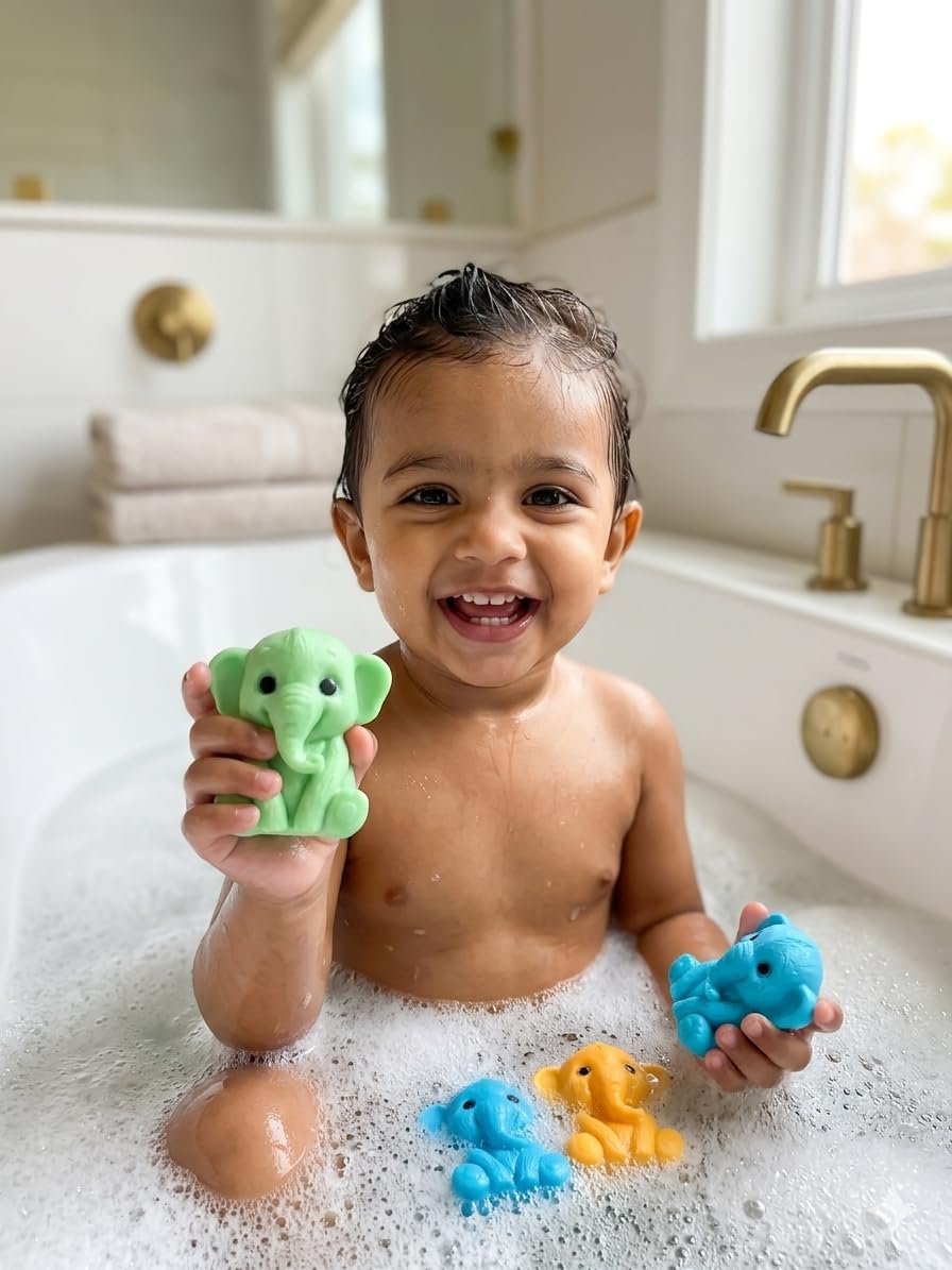 Cute Animal Shape Handmade Soap 60g, Gentle Moisturizing Skin-Friendly Bath Soap for Kids & Babies, Fun Bathing Gift for Birthday Return Gifts, Special Occasions, Pack of 3(SAVON ELEPHANT) - Image 3